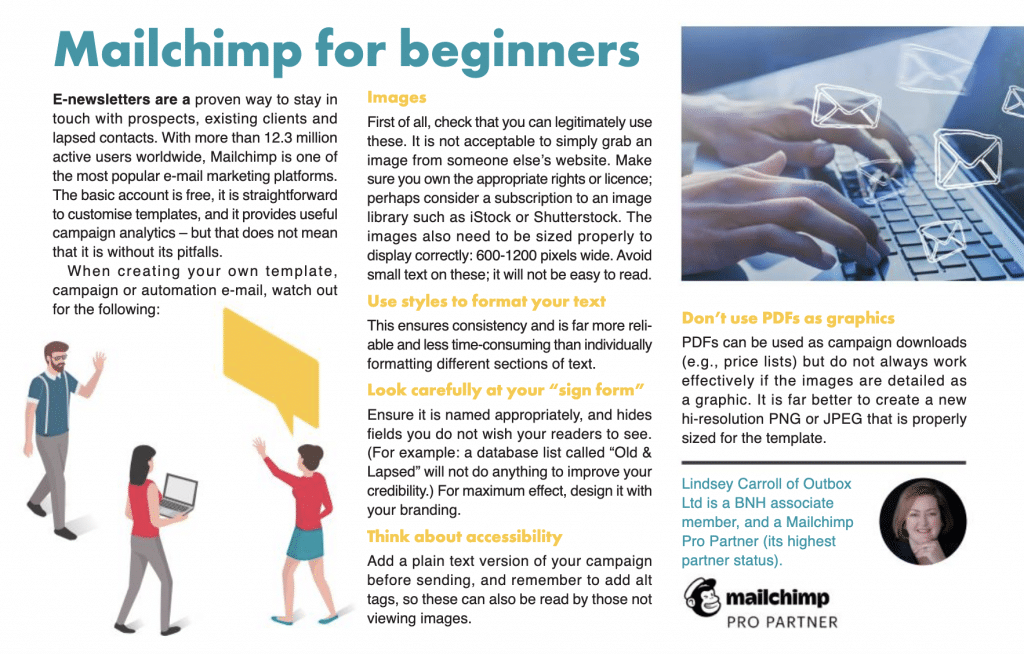Mailchimp for beginners - Business North Harbour FYO Magazine by Lindsey Carroll of Outbox